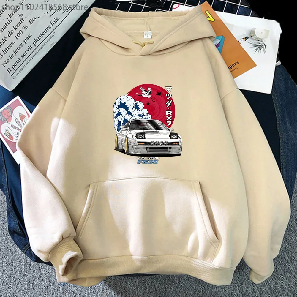 Initial D-Sudadera con capucha para hombre y mujer, ropa de calle de manga larga para Nippon, JDM, Mazda, RX-7, Turbo, de cuello redondo, Tops Y2k,