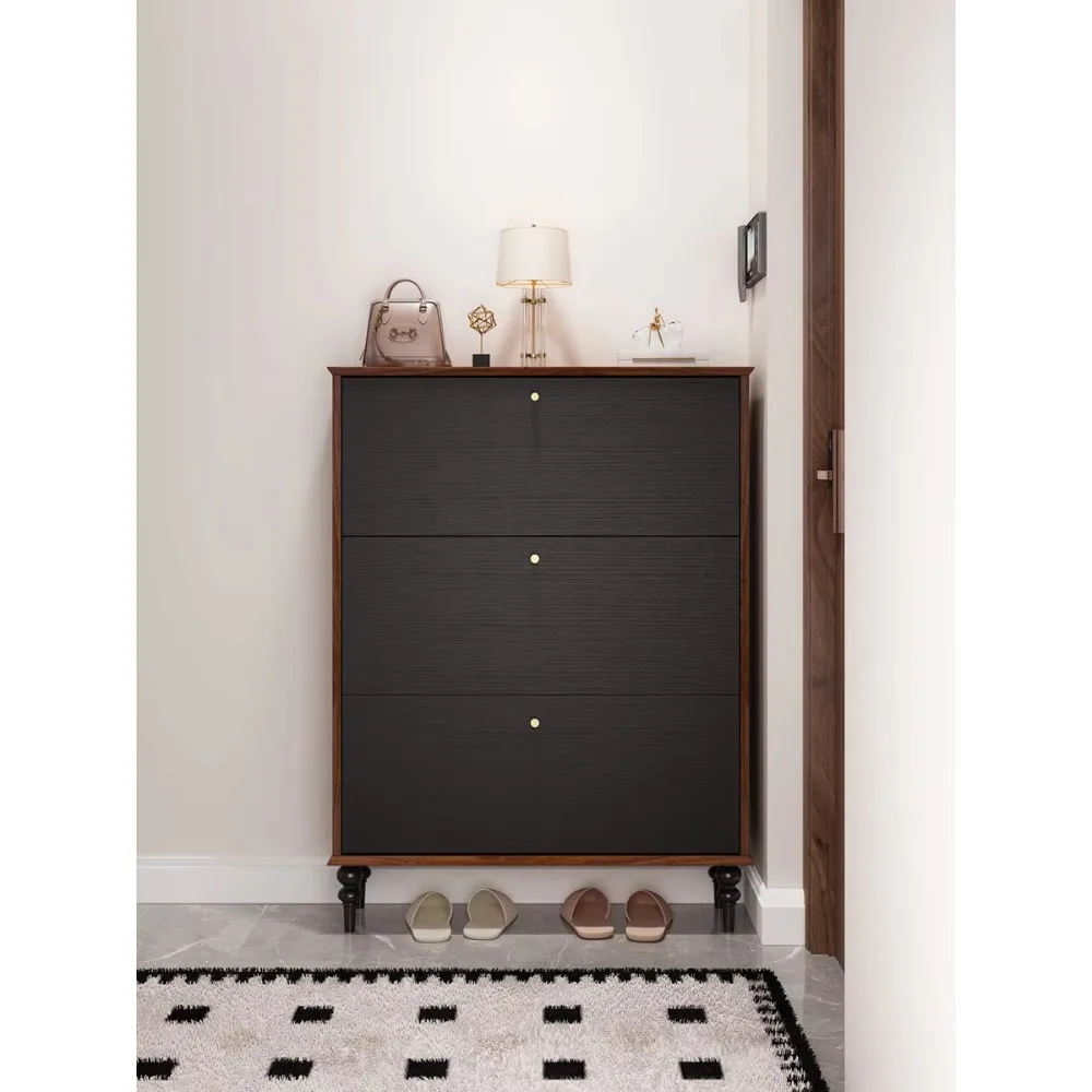 Entrance Shoe Cabinet, Storage Shoe Cabinet with 2 Clamshell Drawers and Concealed Narrow Shoe Rack Cabinet