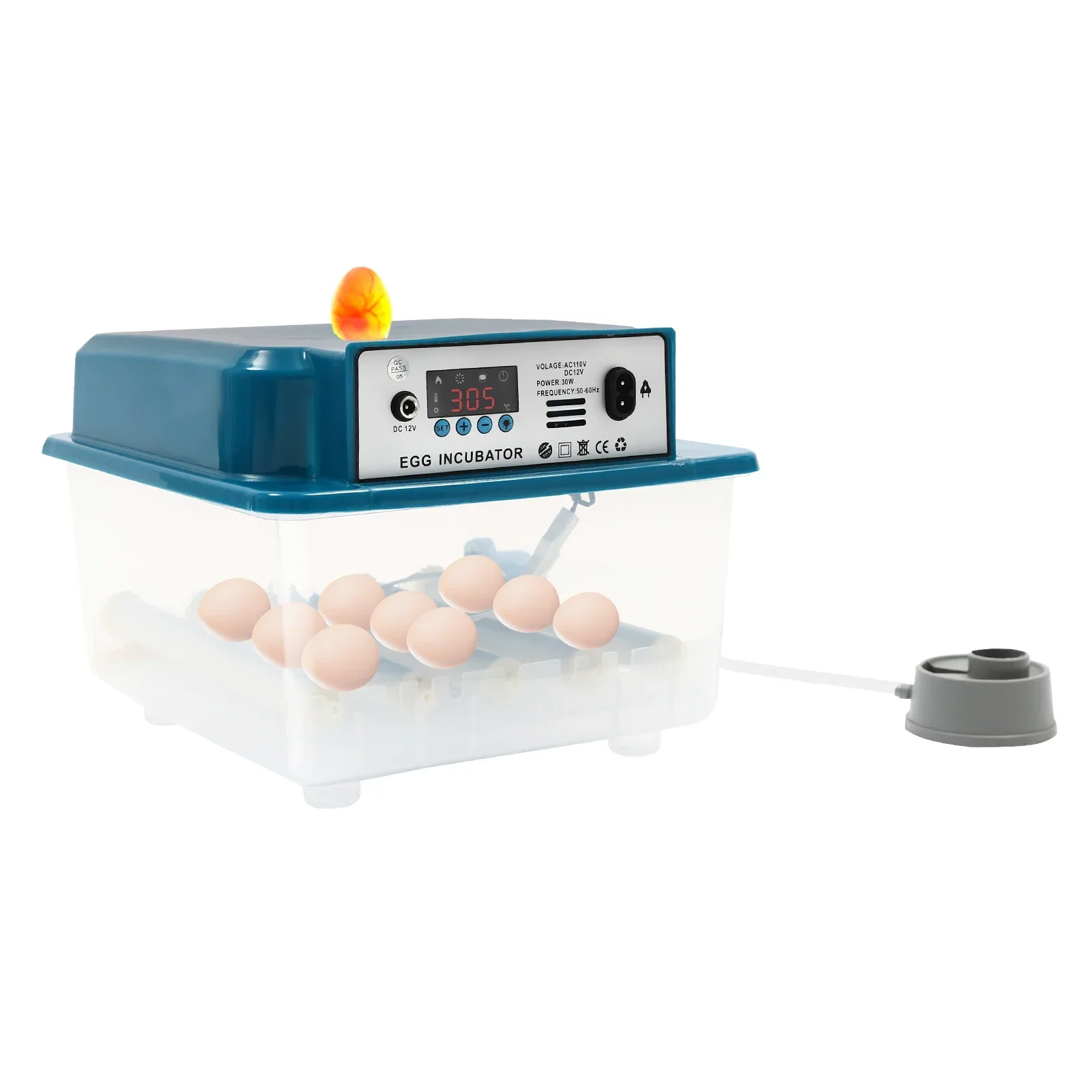 

16 Egg Incubator with Humidity Display, Egg Candler, Automatic Egg Turner, for Hatching Chickens, Farm Animal Supplies