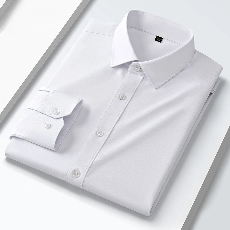 

5XL Formal Office Work White Shirt Men Long Sleeve Slim Fit Casual Business New Fabric Anti-Wrinkle Camisa Social Easy Care