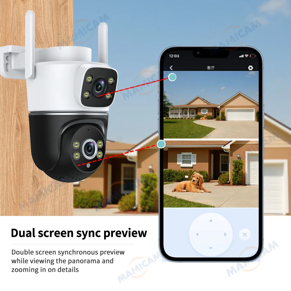 4G LTE Cellular Security Camera Dual Lens Outdoor Cameras for Home Security with Pan Tilt HD Night Vision 2-Way Talk IP66 Water