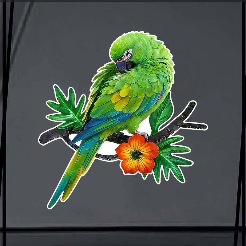 Cute Green Parrot Car Sticker Vinyl Decal Waterproof Rear Window Motorcycle Camper Bumper Truck Laptop Decoration SH1613