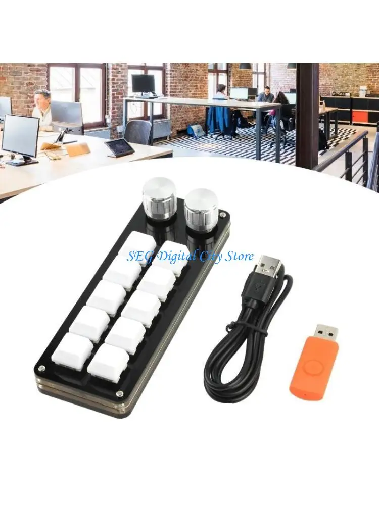 

U75B 10Key 2 Knob Mini Macropad Copy Pastes Portable Mechanical Keyboard with Backlit