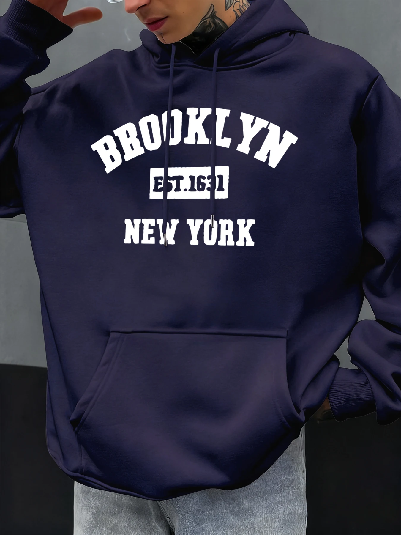 Brooklun New York Brief Muster Herren Hoodies Mode Oversize Hoody Tasche Weiche Kleidung Fleece Casual Hoodie Herbst Kleidung