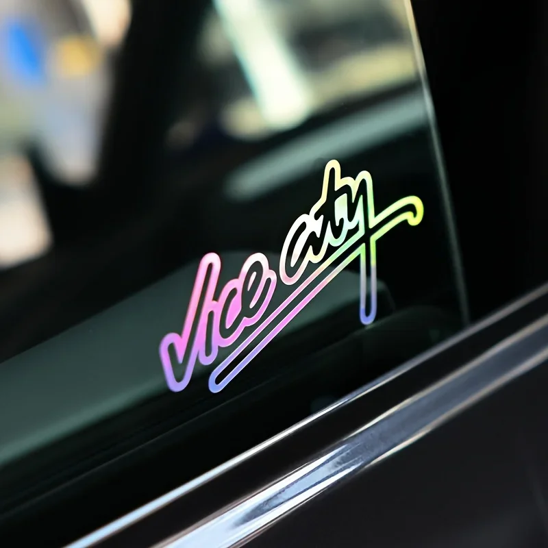 1 peça adesivos de carro "Vice City", decalques de design de logotipo de várias cores, acessórios exclusivos e elegantes para automóveis