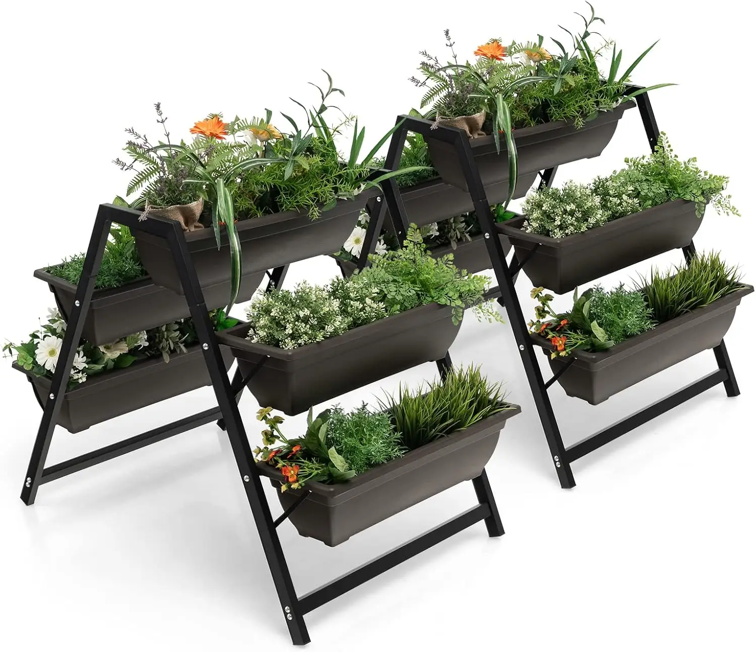 

Giantex Set of 2 Vertical Raised Garden Bed, 5 Planter Boxes Container w/Drainage Holes, 31" H Freestanding Heavy-duty Metal