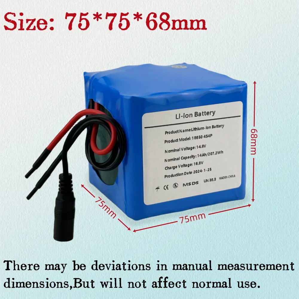 18650 4S4P Li-ion Power Battery 14.8V 14Ah Rechargeable Battery With BMS For LED Night Fishing Light Heater Miner's Light Amplif