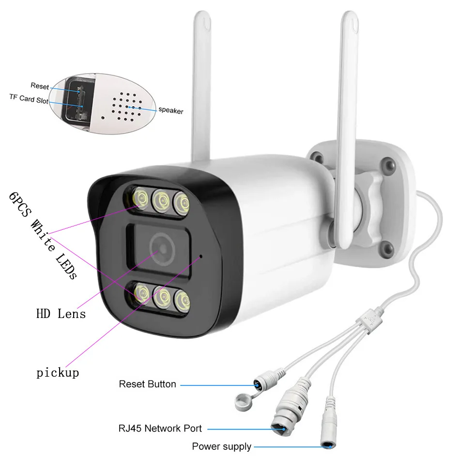 3MP 1296P  Eseecloud APP Full Color Wireless WIFI IP Bullet Camera AI Humanoid Detection Home Security CCTV Monitor