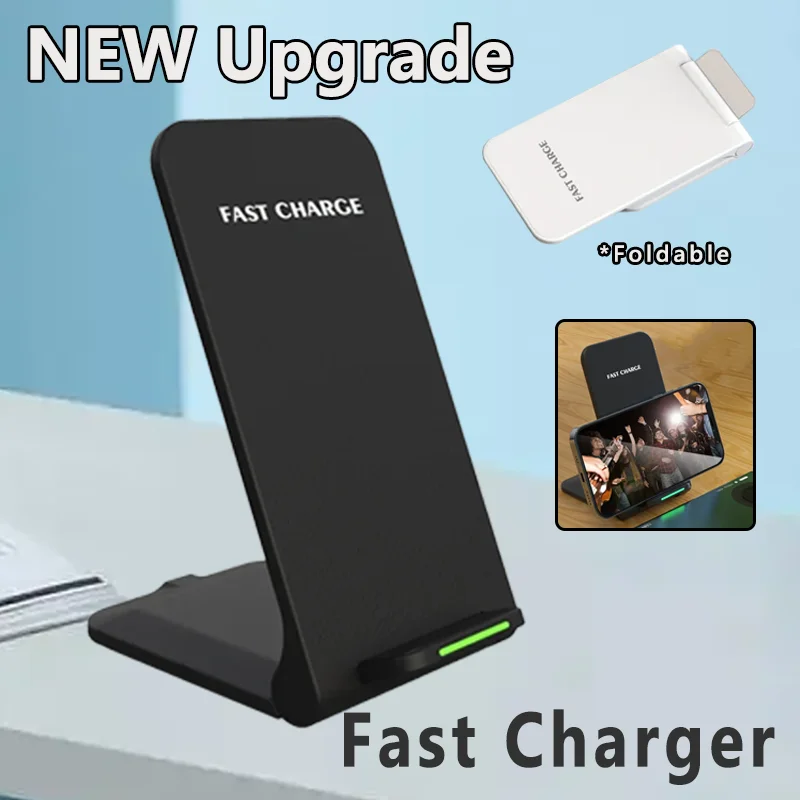 Wireless Charger Dual Coil Stand Pad For iPhone15 14 13 12 11 Pro Max Samsung S21 S20 Qi Fast Charging Dock Station Phone Holder