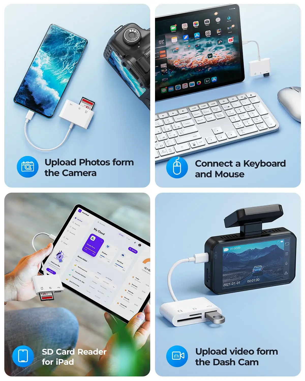 NNBILI USB C SD TF Speicherkartenleser 3-in-1 Typ C Kameraadapter kompatibel mit iPad iPhone15 MacBook Samsung USB C-Geräten