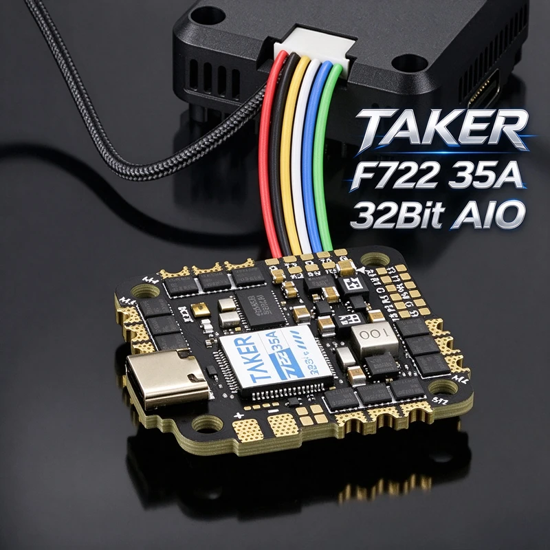 GEPRC TAKER F722 35A 32Bit AIO Flight Controller, 35A Continuous / 45A 10s Burst Current, 35x35mm Mount, Only 9.3g for FPV Quad