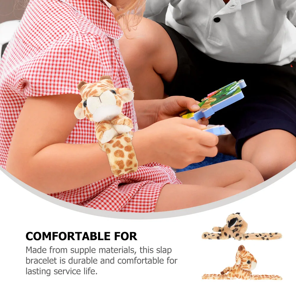 2 قطعة سوار الحيوان المقلد الاطفال صفعة أساور محشوة فروي موضوع العصابات خواتم للفتيات #2