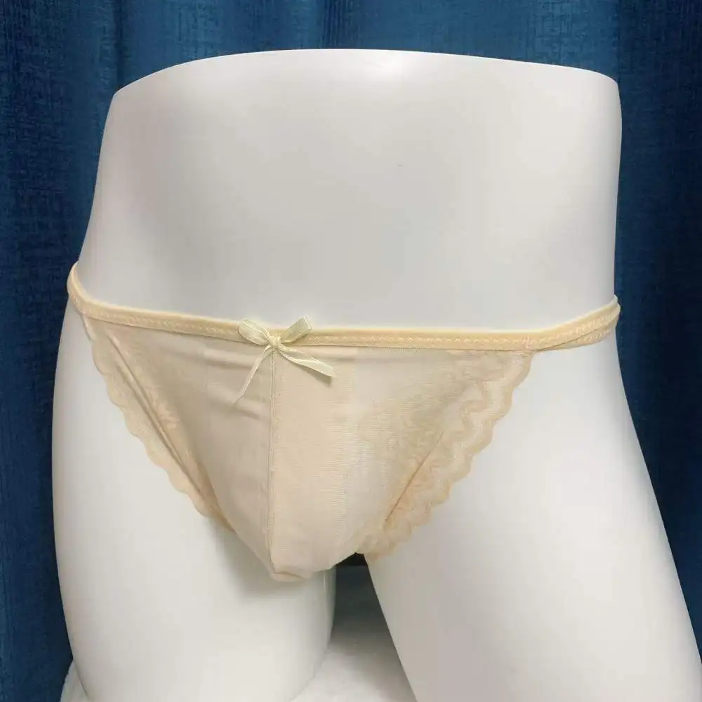 Breathable Mens Lace Thong Sexy Transparent Underwear Low Rise U Convex Pouch Seamless Soft Bikini Male Fashion G String
