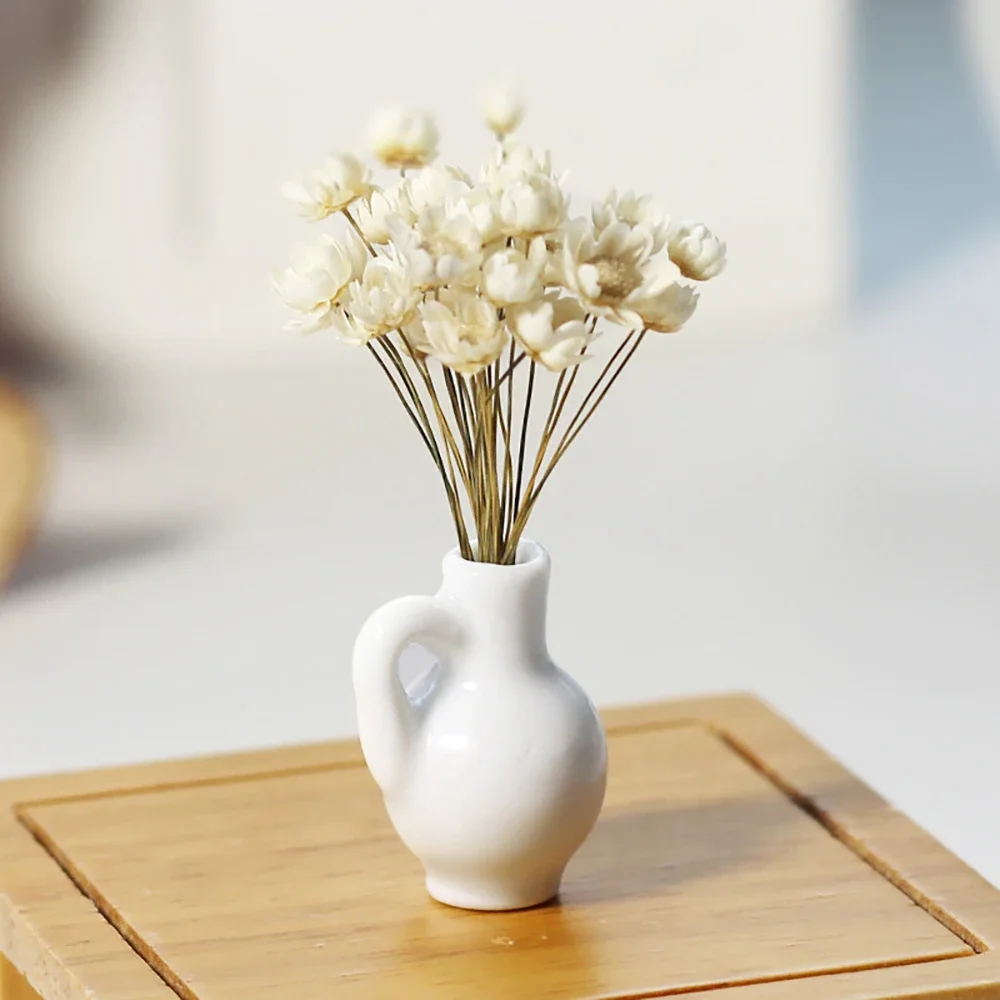 1Pcs 1/12 Puppenhaus Miniatur Keramik Blume Vase Mini Wasserkocher Modell Spielzeug für Puppe Haus Zubehör Dekoration OB11 bjd