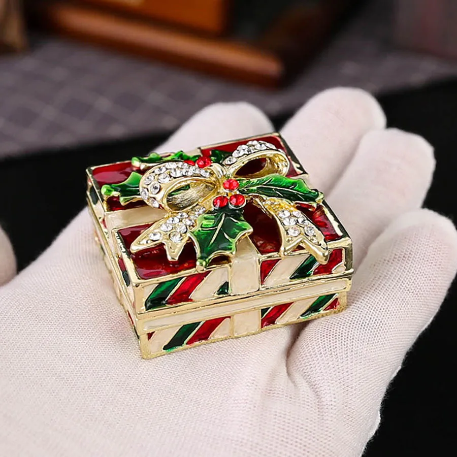 ヴィンテージメタルボウノットジュエリーボックススクエアリングイヤリングジュエリーオーガナイザーギフトボックス女性女の子バレンタインデーギフト