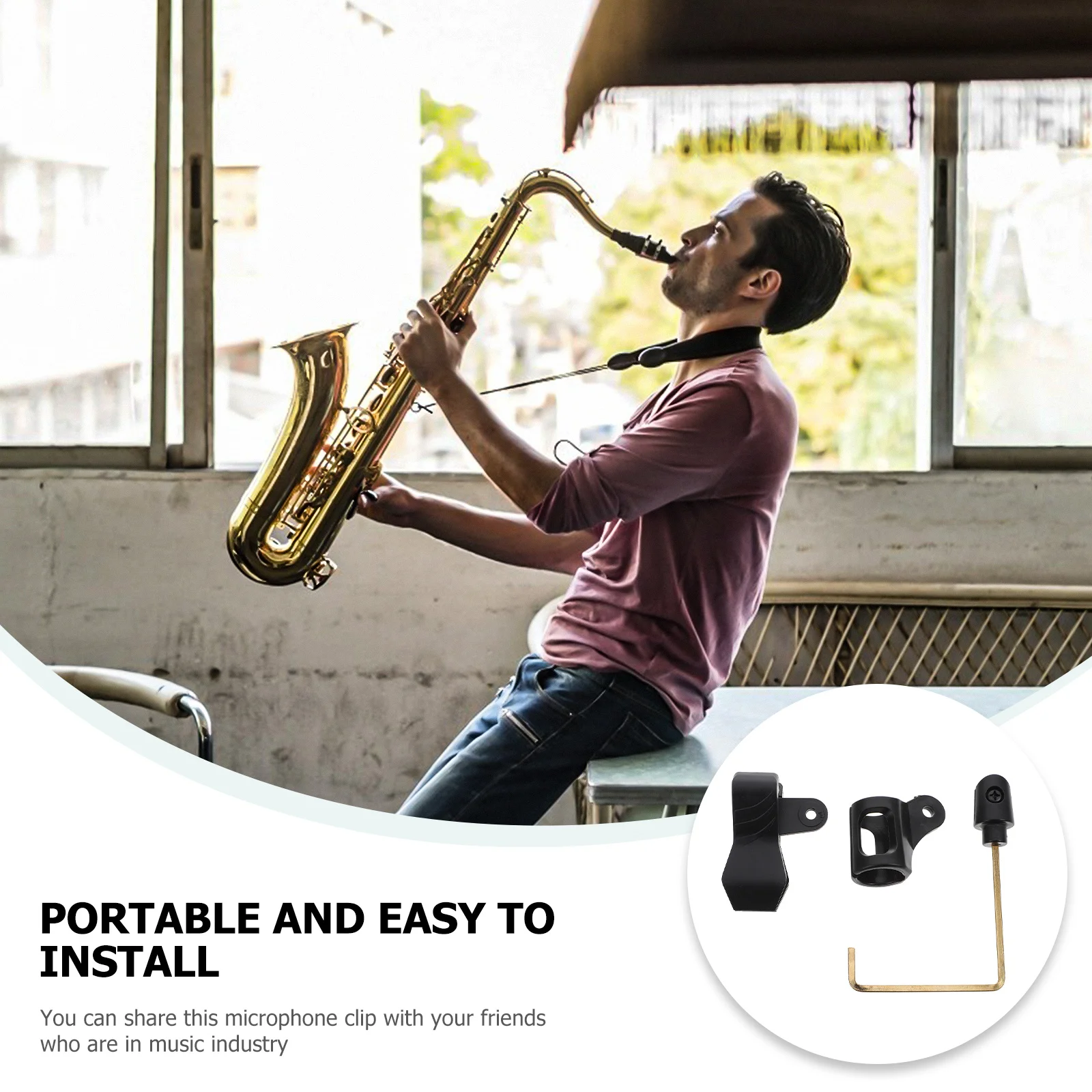 

1Pcs Professional Sax ABS Mic Clip Heavy Duty Microphone Holder for Wireless and Wired Mics Versatile Stand Mount Solution