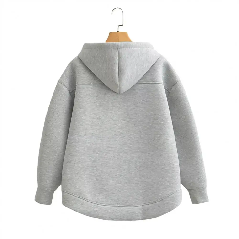 Women Zipper Jacket Cozy Hooded Sport Coat for Women with Zipper Closure Big Pockets Elastic Cuffs Fall Winter Fashion Essential
