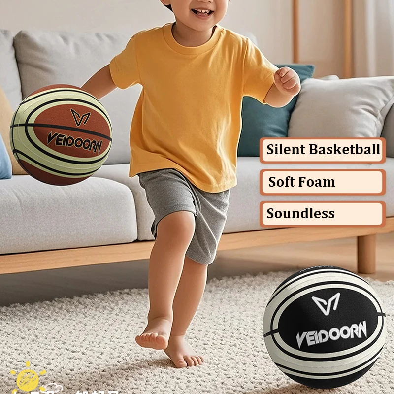 كرة سلة صامتة مع غطاء من القماش، كرة تدريب على الضوضاء بدون ارتداد للأطفال من إسفنج البولي يوريثان، لمسة ناعمة مثالية للشقة #4
