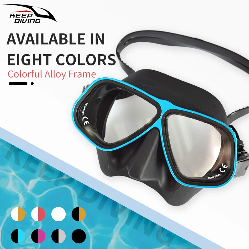 Free Diving Mask Ultra Low Volume Snorkeling goggles  Color Alloy Frame  Diving Goggles For Scuba Dive