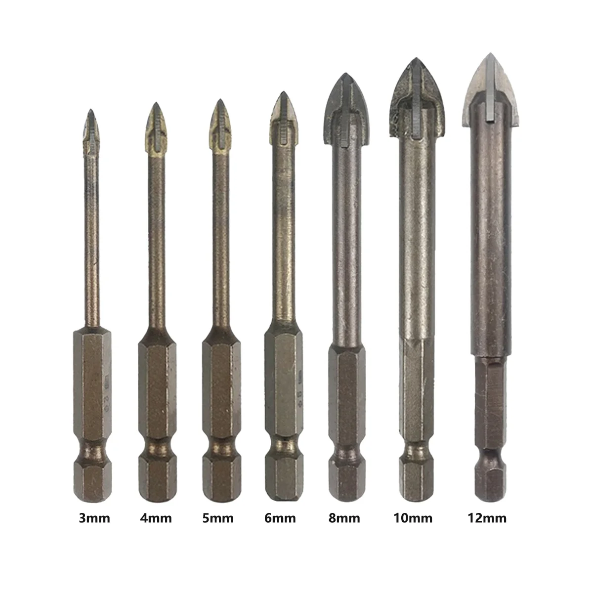 Tile Drill Bit Concrete Cement Drill Bit Multi-Function Punch Hole Opener Four-Edged Triangular Drill Bit Set Carbide
