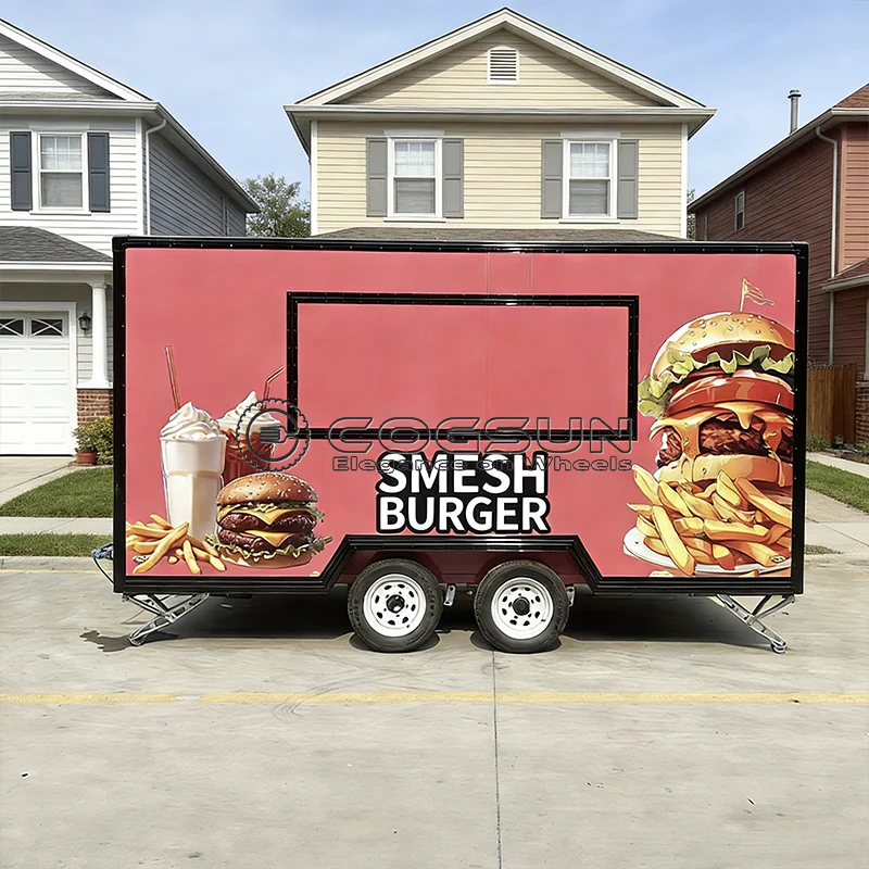 

Мобильная кухня на базе фургона для фастфуда, полностью оборудованная грилем и печью для пиццы, тако, бургеров и лимонада