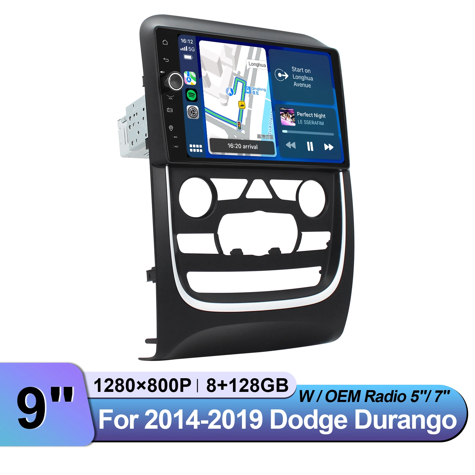 منتج جديد 9 بوصة راديو السيارة استبدال وحدة رئيس ل 2014-2019 دودج دورانجو | يحتفظ أدوات وميزات OEM