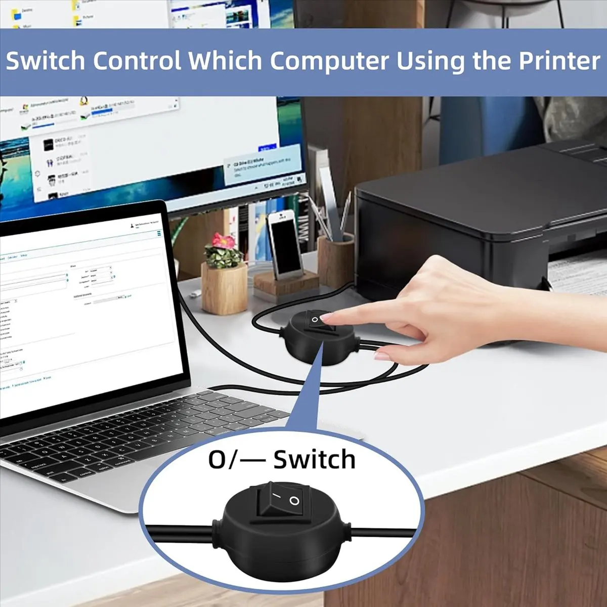 

2 in 1 Printer Cable USB A to B Male to Male Printer Cable for Printer Splitter for Two Computers B