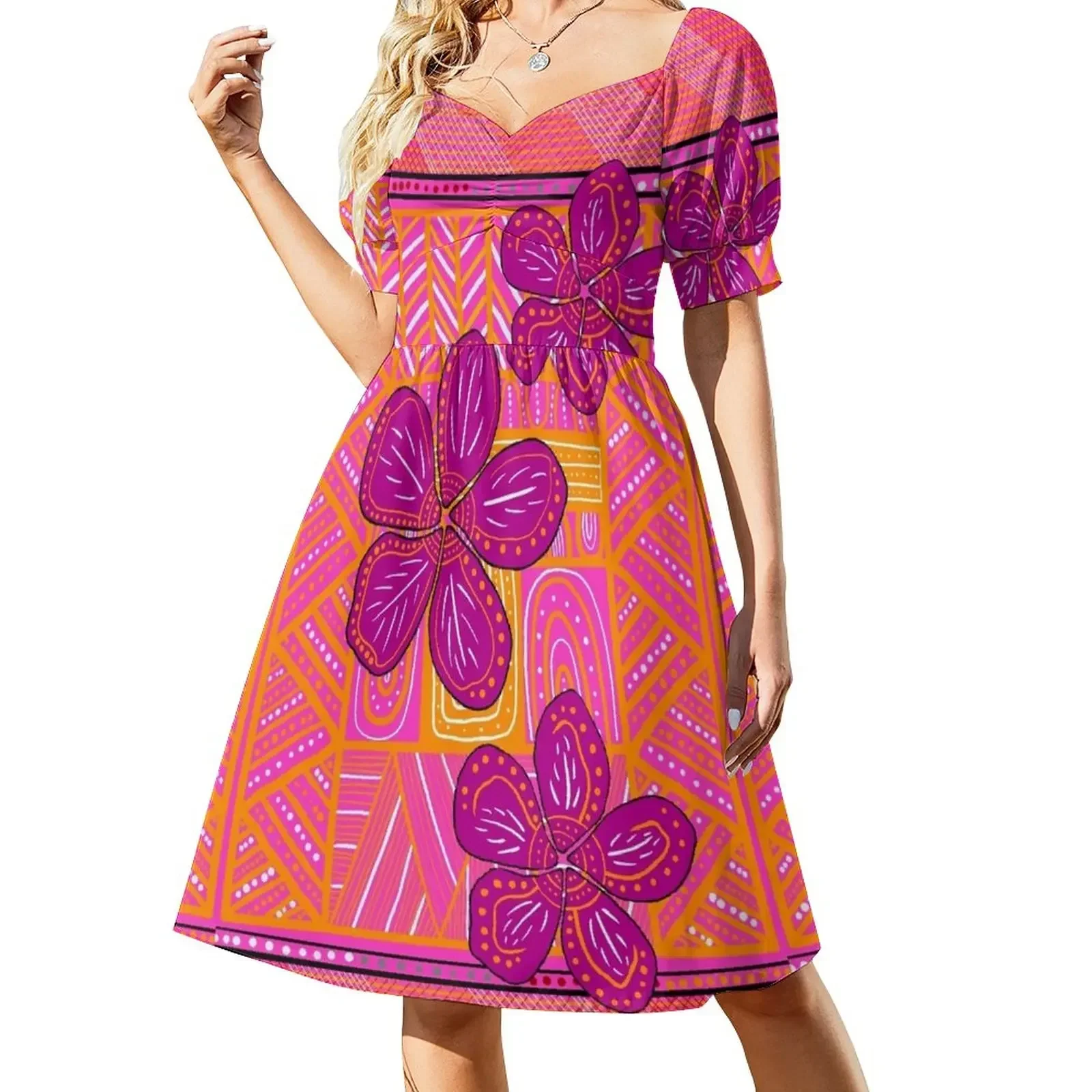 

Pretty frangipani Short-Sleeved Dress dresses women summer 2025 beach outfits for women elegant dresses plus sizes Dress