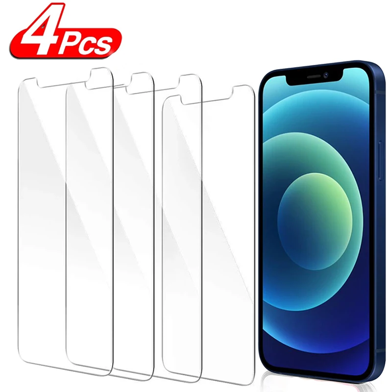 

2/4Pcs HD Tempered Glass For iPhone 13 12 11 Pro Max XS Max XR 12 13 Mini Screen Protector 9H