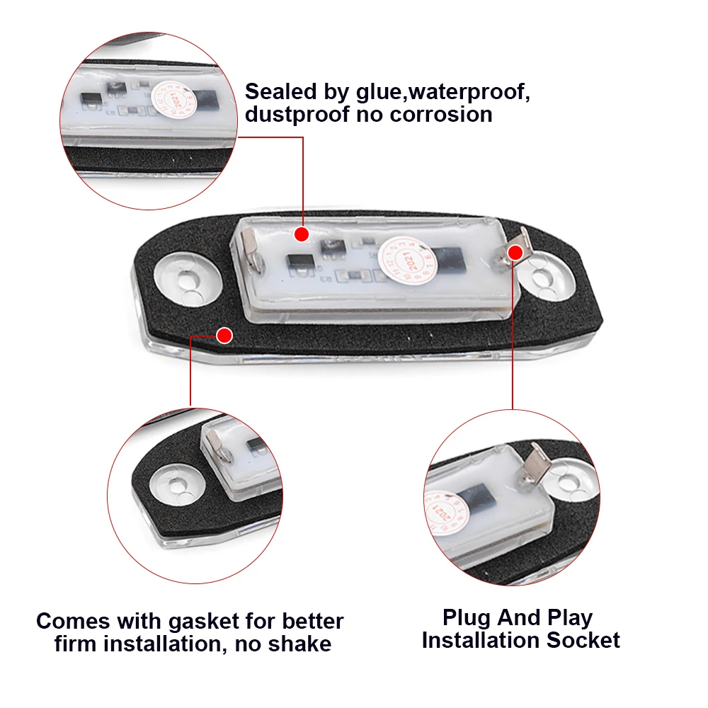 크세논 화이트 LED 자동차 번호판 번호 조명 램프, 볼보 XC60 XC70 XC90 S60 V50 V70 S60 S80 C30 C70 에 적합, 2 개