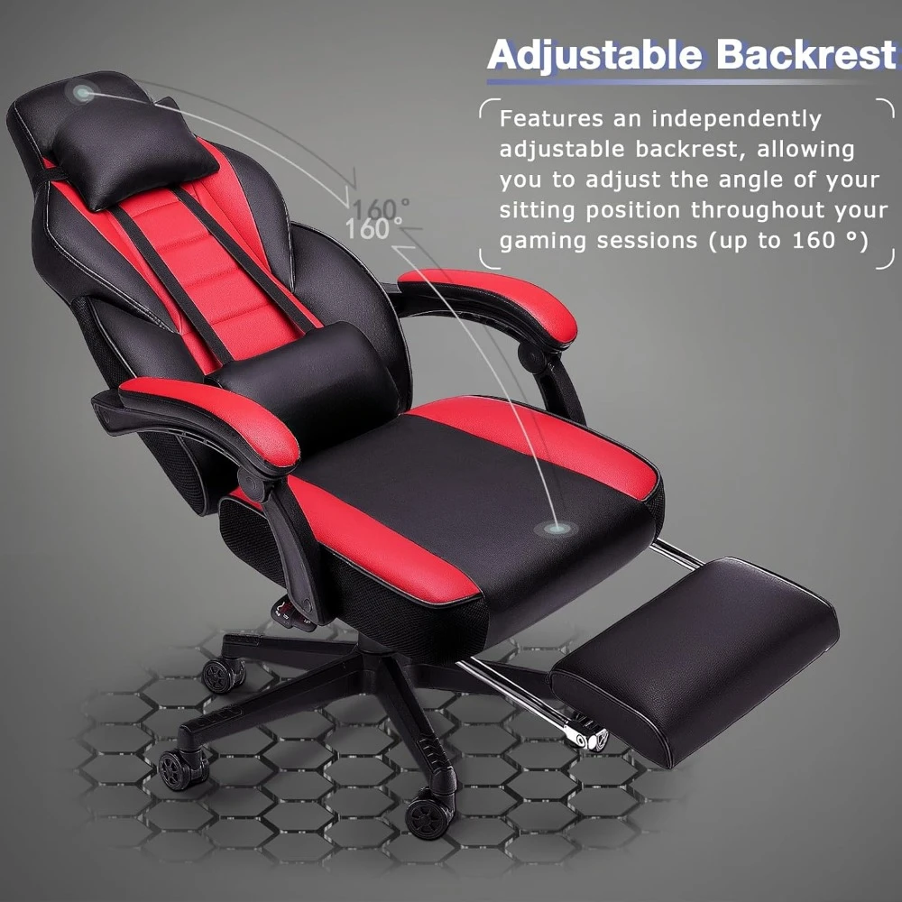 Game Chairs with Footrest, Big and Tall Gamer Chair for Adults, 400lb Capacity, with Headrest, Racing Style Computer Chairs