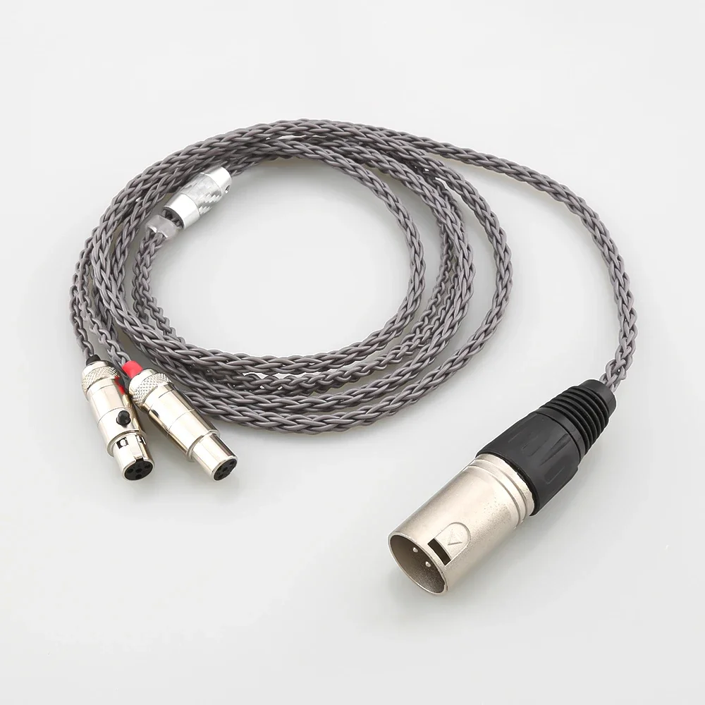 8 Core HIFI 4pin UPOCC 2.5 4.4mm XLR Balanced Earphone Headphone Upgrade Cable Silver Plated for Audeze LCD 3 LCD-2 LCD2 LCD-4