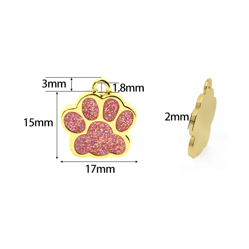 50PC/lot 15x17mm Dog Paw Print Pendant charm bear Footprint hang charms Fit For DIY Keychains Necklace Making