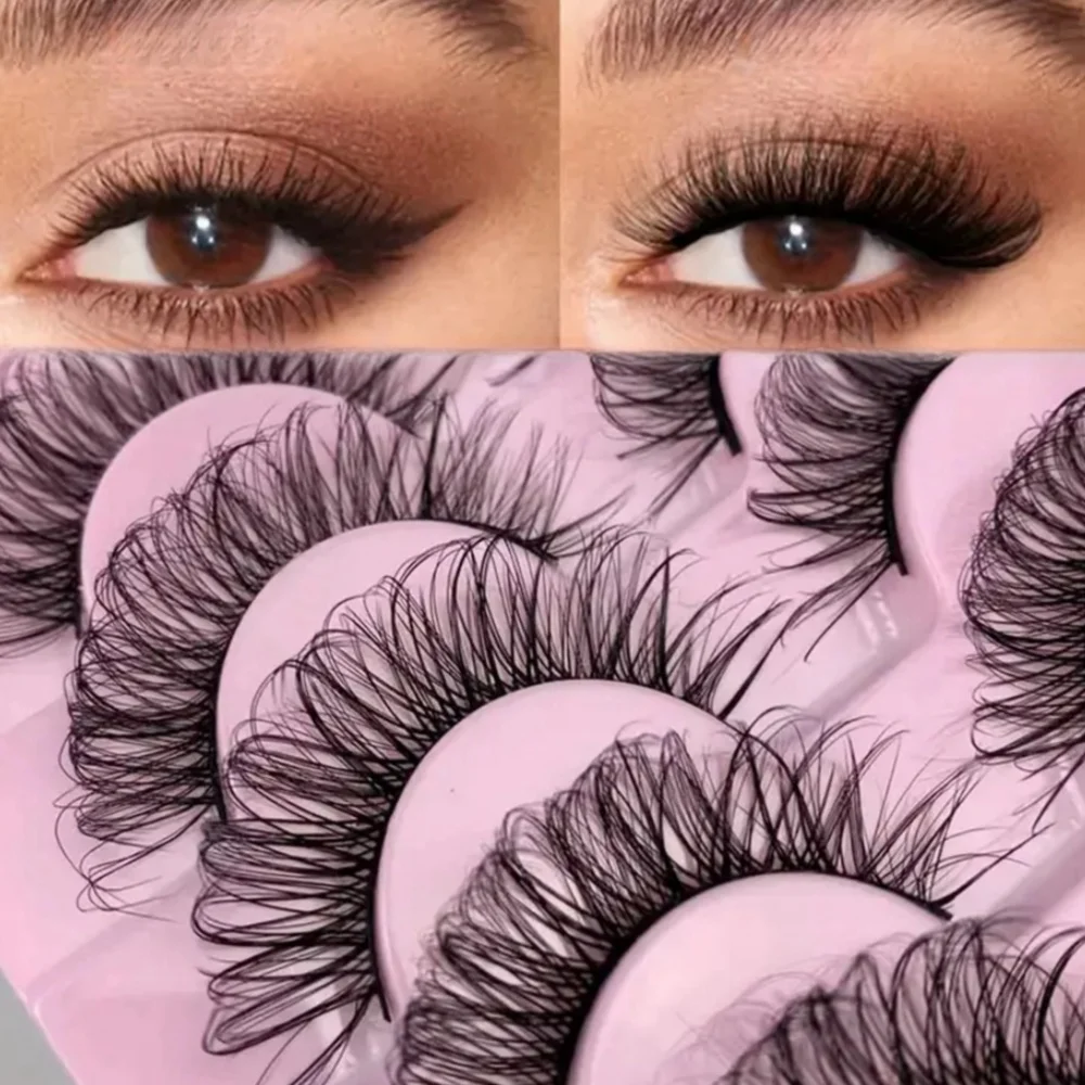 10 pairs of eyelashes, D-roll eyelashes, 3D eyelashes, reusable, fluffy striped eyelashes