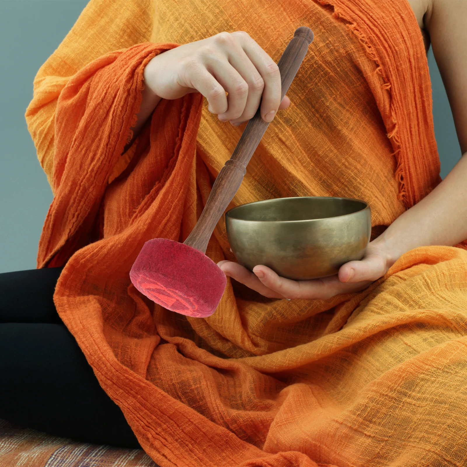 

Buddha Sound Bowl Knocking Stick Singing Mallet Small Striker Cloth Rod Wooden Texture Durable Portable Travel Gift Musical