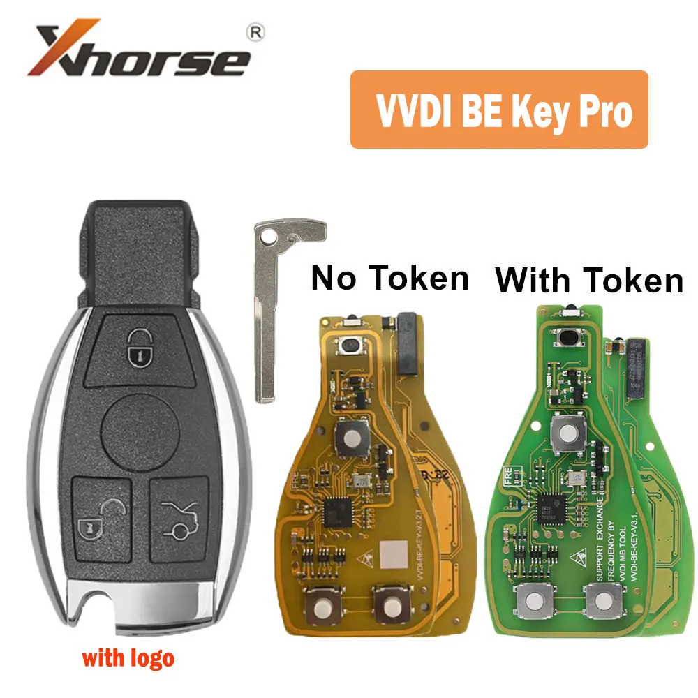 Xhorse VVDI BE Key Pro 3/4 Button Remote Car Key for Mercedes Benz V3.2 PCB Remote Key Chip Improved Version Smart 315MHz/433MHz