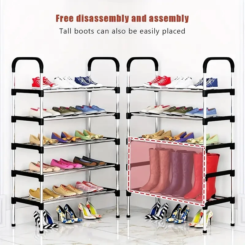 Shoe rack Multi-layer dustproof home door black shoe cabinet storage to save space assembly dormitory double shelves view 4