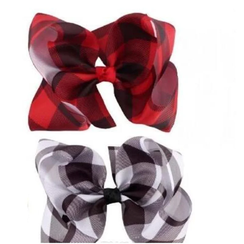 

Plaid Hair Bows Hair Clip 7inch large checkered Bowknot Grosgrain Ribbon For Girls Kids Hair Accessories Headwear