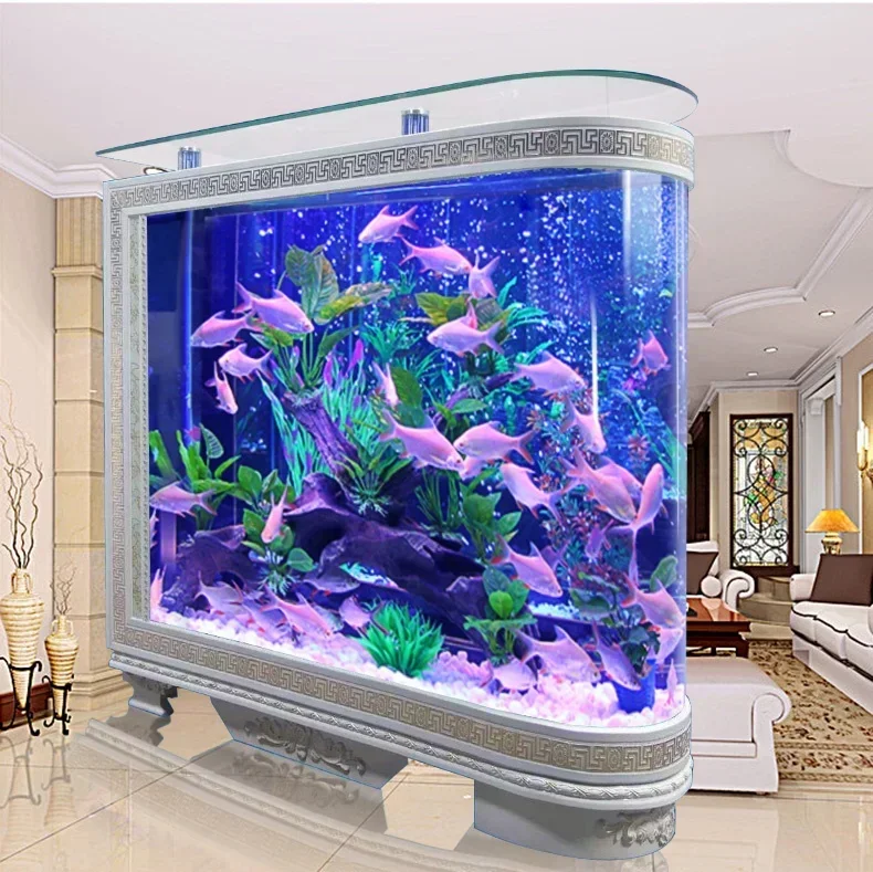 

large transparent cube aquarium fish tank with lamp Bullet front salt water aquarium fish tank