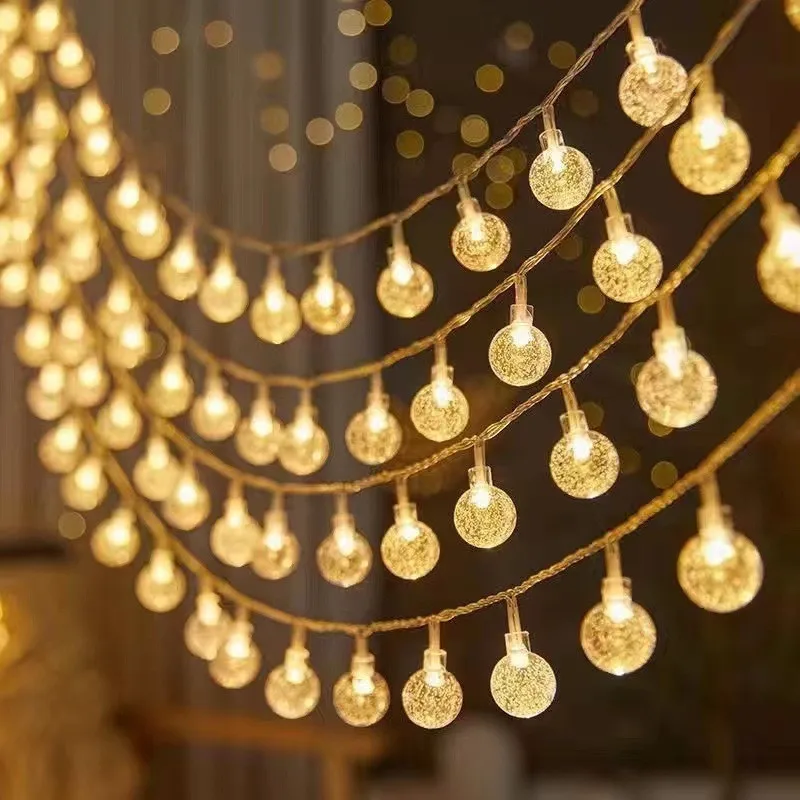 Guirnalda de luces Led para decoración del hogar, lámpara de bola de burbujas de hadas, iluminación de vacaciones, fiesta de boda, Navidad, 10M,