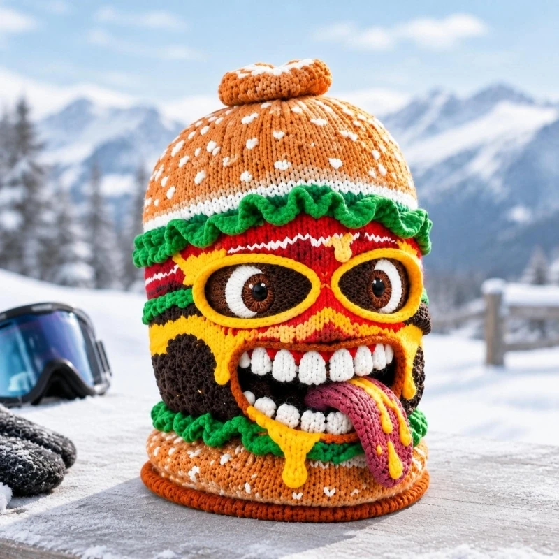 Y4UA Cold-Weather Knit Balaclava Ski Mask with Integrated Head, Face, Ear and Neck Coverage for Cycling and Outdoor Commuting