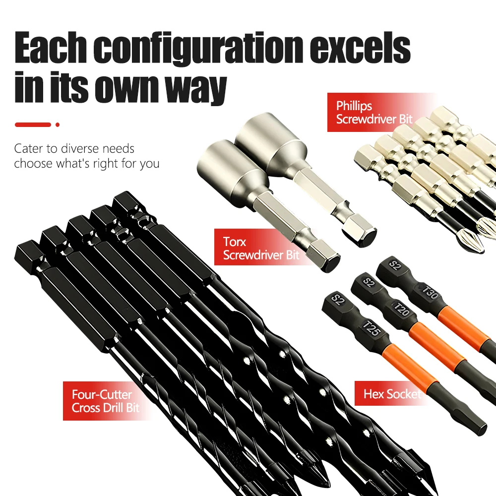 

AURWOF Batch Head，Drill Bit，Drilling Tool Batch Head Sets Original Set for Works of Electricians Carpenters and Decorators