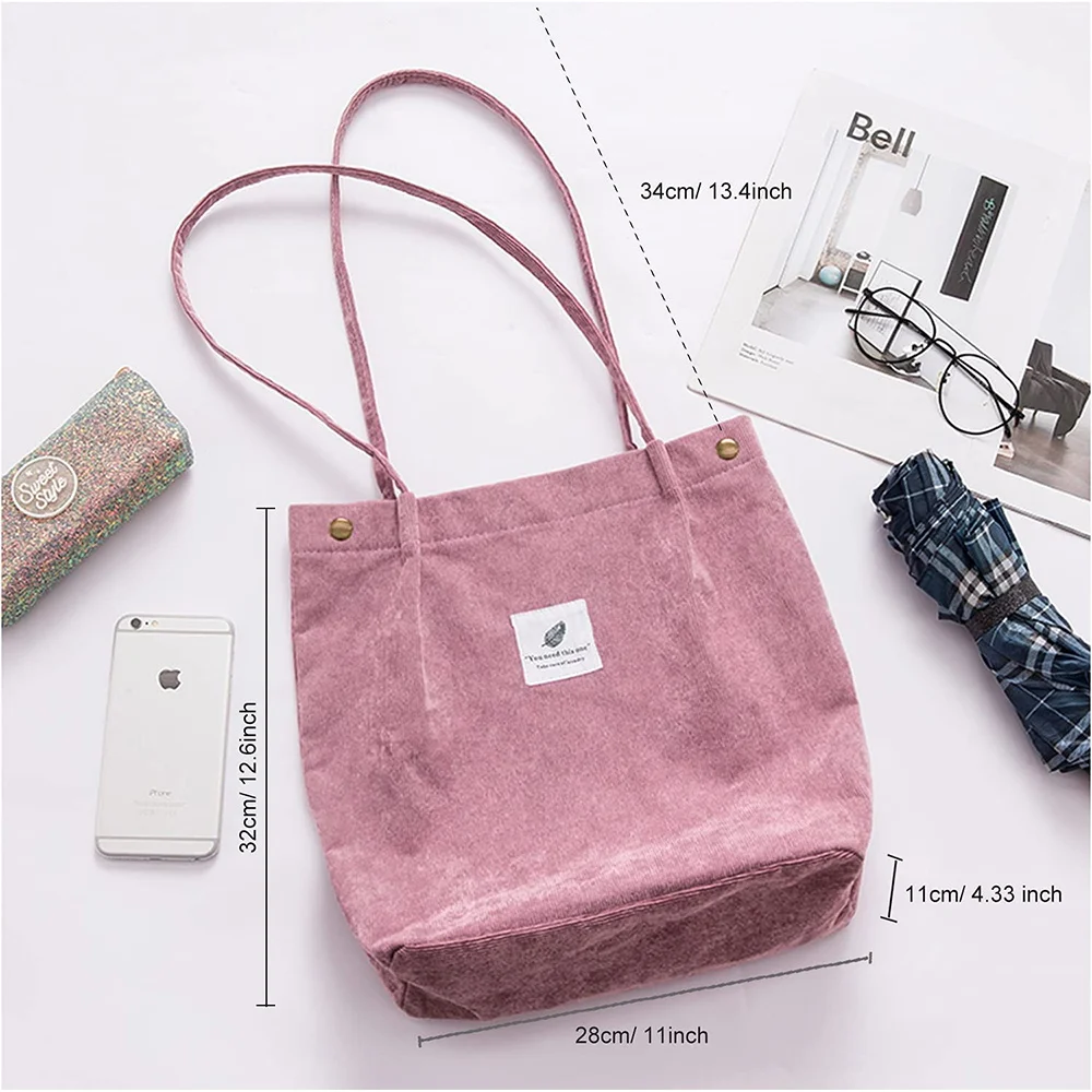 Fashion Corduroy Women Shoulder Bags Outdoor Party Tote Reusable Small and Big Girl Shopper Bag Soft Eco Organizer Handbags 2023