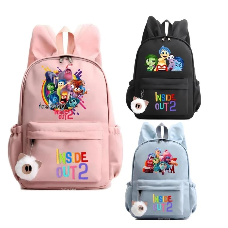 Hot Disney Inside Out2 Backpack Girls Boys Teenager Children Rucksack Casual School Bags Travel Rabbit Ears Backpacks Mochila