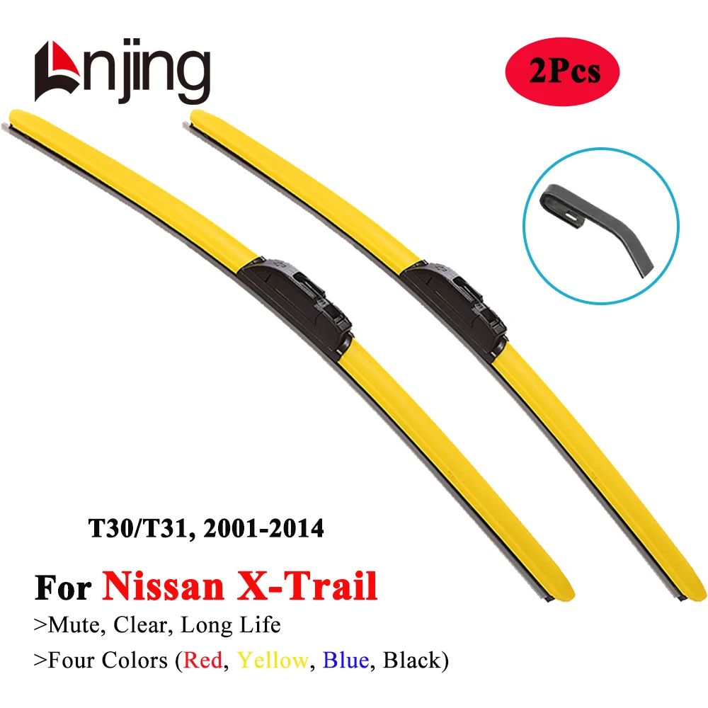 LNJING Colorful Hybrid Wiper Blades For Nissan X-Trail T30 T31 2001 2002 2003 2005 2008 2010 2011 2012 2013 2014 Car Accessories