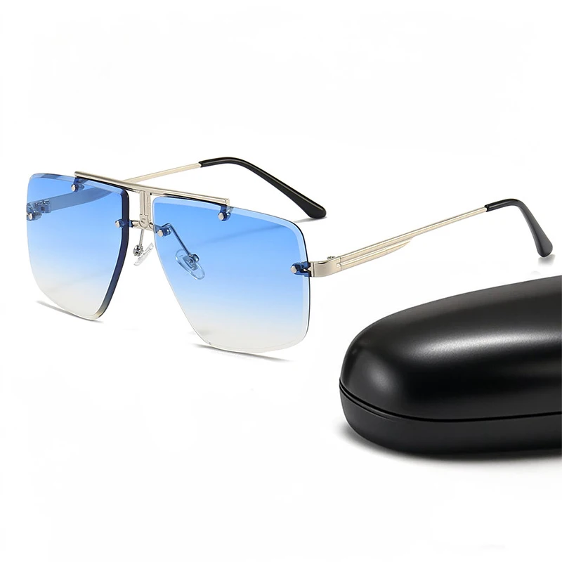 

Vintage Fashion Rimless Square Sunglasses Men Women Luxury Classic Brand Designer Metal Sun Glasses Travel Driving Eyewear 2025