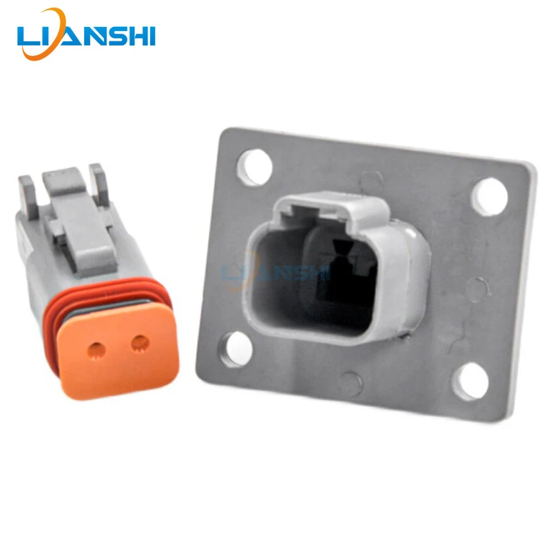 2Pin DT06-2S DT04-2P-L012 Flange Mount Waterproof Connector Kit For Truck Const Agric Heavy Equipment Vehicle Cable Harness Sets