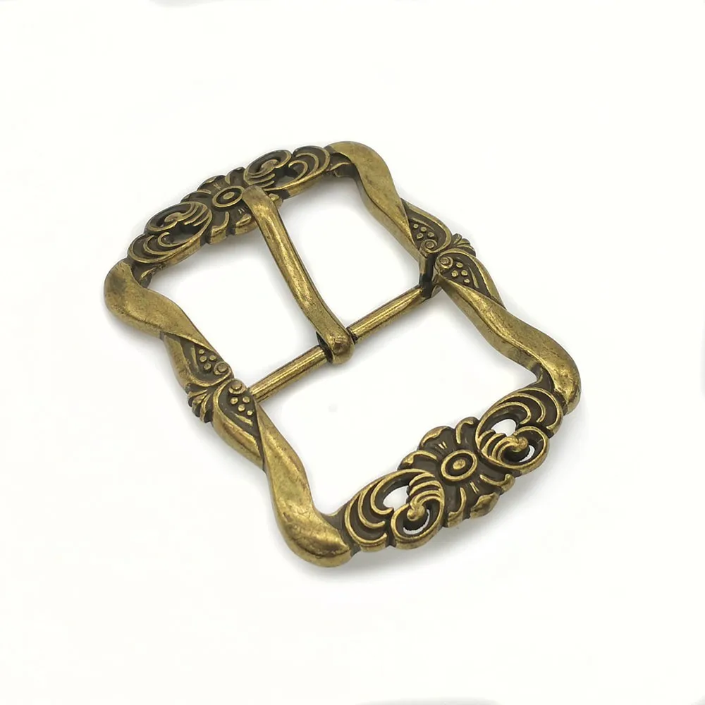 34mm Vintage popular hollow carved zinc alloy belt buckle Fashion accessory silver and cyan metal belt buckle