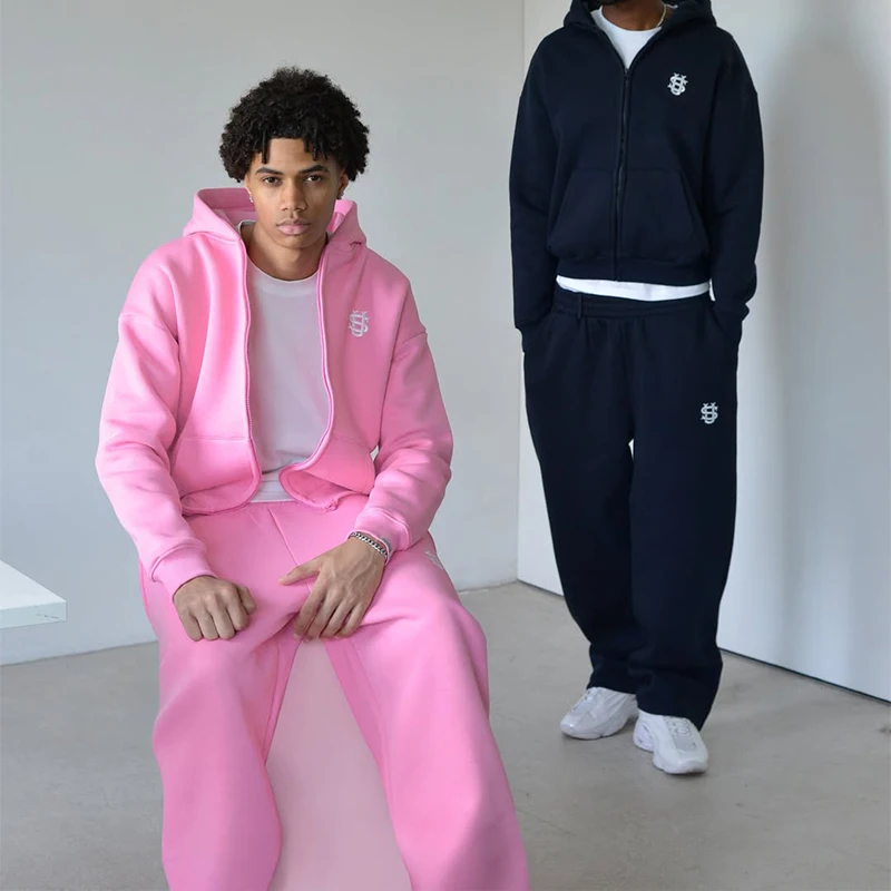 Warmer Herren-Sportbekleidungs-Hoodie, einfarbig, Kapuzenpullover, lockerer Fleece-Pullover, Sportbekleidung, dunkelblau, Y2K-Plus, dicke Straßenmode