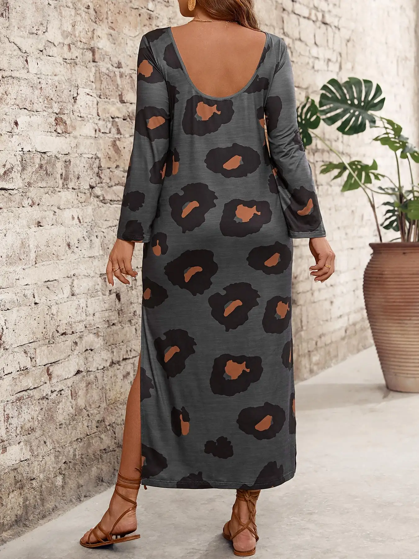 Plus Size Women's Dress, Boho Style All Over Print Summer Dress, Fitted Comfortable Knitted Fabric, for Ages 25 to 54